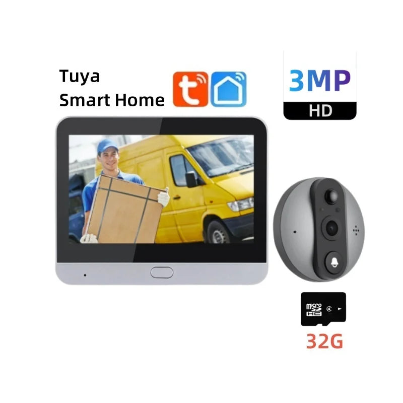 Smart Life Wireless Security Home Video Doorbell Camera Wifi 2.4G 1080P Ring Bell Door Peephole Intercom Video With Screen