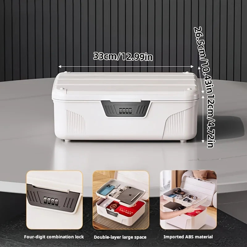 Locking Storage Box Large Capacity Stackable Plastic Organizer Combination Household Office Container White Safe Storage Case