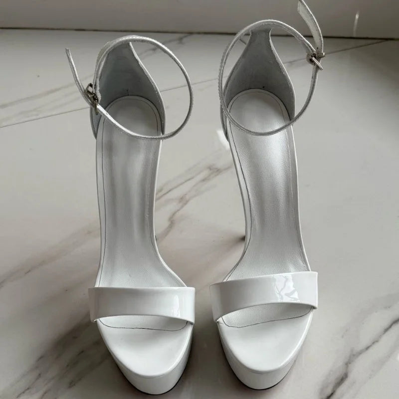 Women Summer High Heeled Sandals for Woman's Round Toe Peep Toe Thin Heels Shoes Sexy Ladeis Ankle Buckle Party Platform Pumps