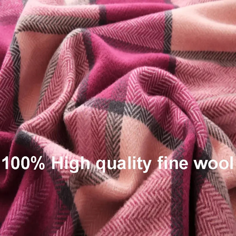 100% Fine Wool Blankets 1.5*2/1.8*2/2*2.3m Warm Comforter Red Wool Blanket Winter Adult Children Camping Sofa Dormitory Bedding