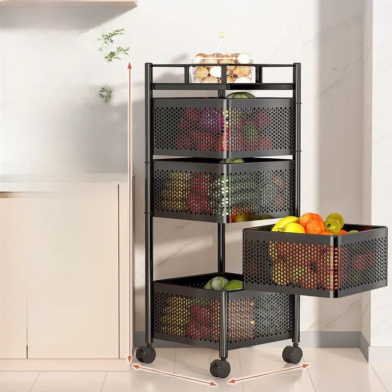 Home Use Rotating Multi-Layer Mobile Storage Ra Frie  Vegetable Fruit Storage elf Kitchen Organization No Installation