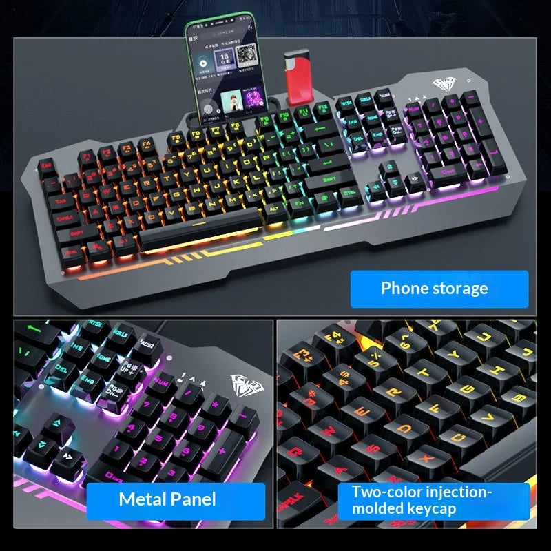 F3010 Mechanical Feel Wired Keyboard Ergonomic Design for Gaming Office Laptop Desktop Computer Home Adult