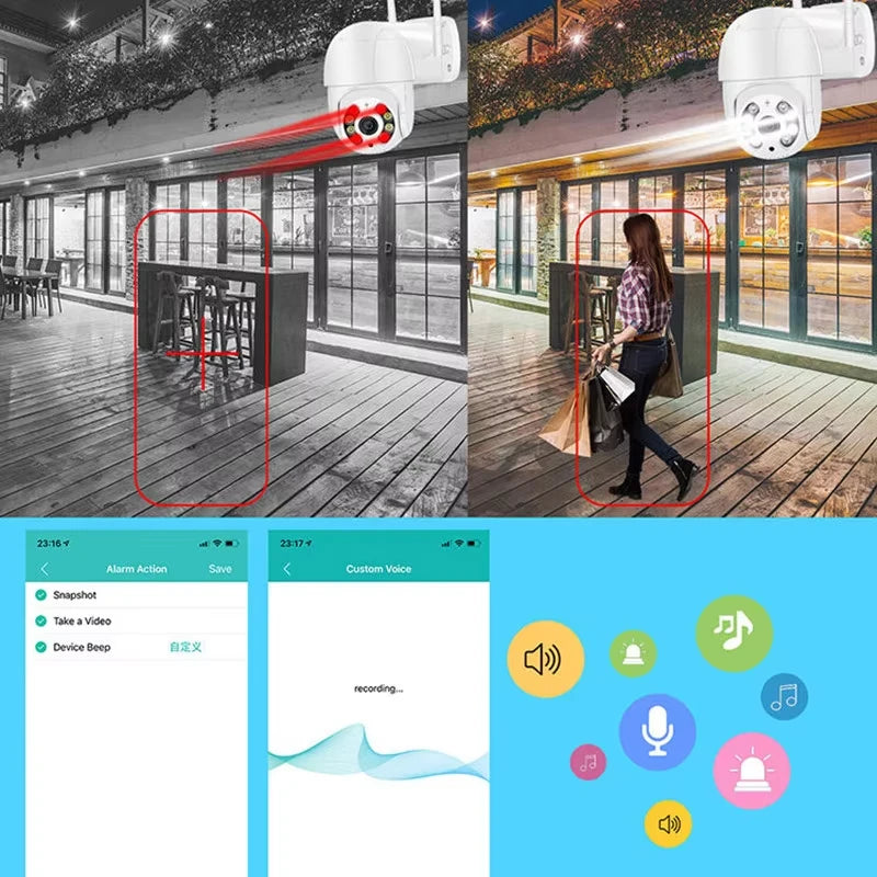 ICsee Outdoor Security Camera - 8MP 4K Wireless PTZ IP Cam with Color Night Vision & AI Auto Tracking, Home CCTV Surveillance