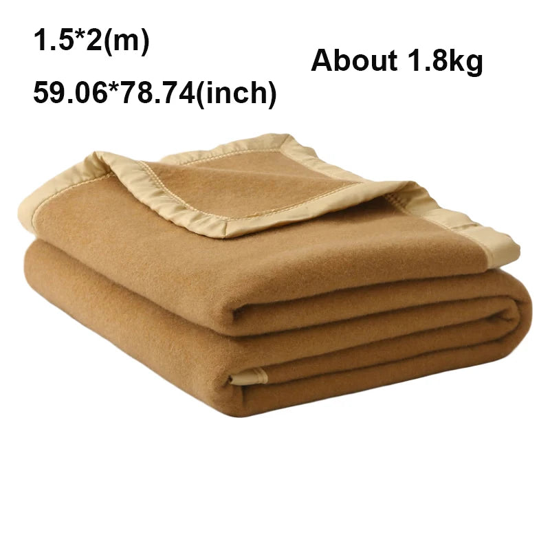 100% Wool Blankets 1.5*2/1.8*2/2*2.3m Fleece Blanket Sleeping Warm Comforter Blankets For Winter Adult Children Bedding Camping