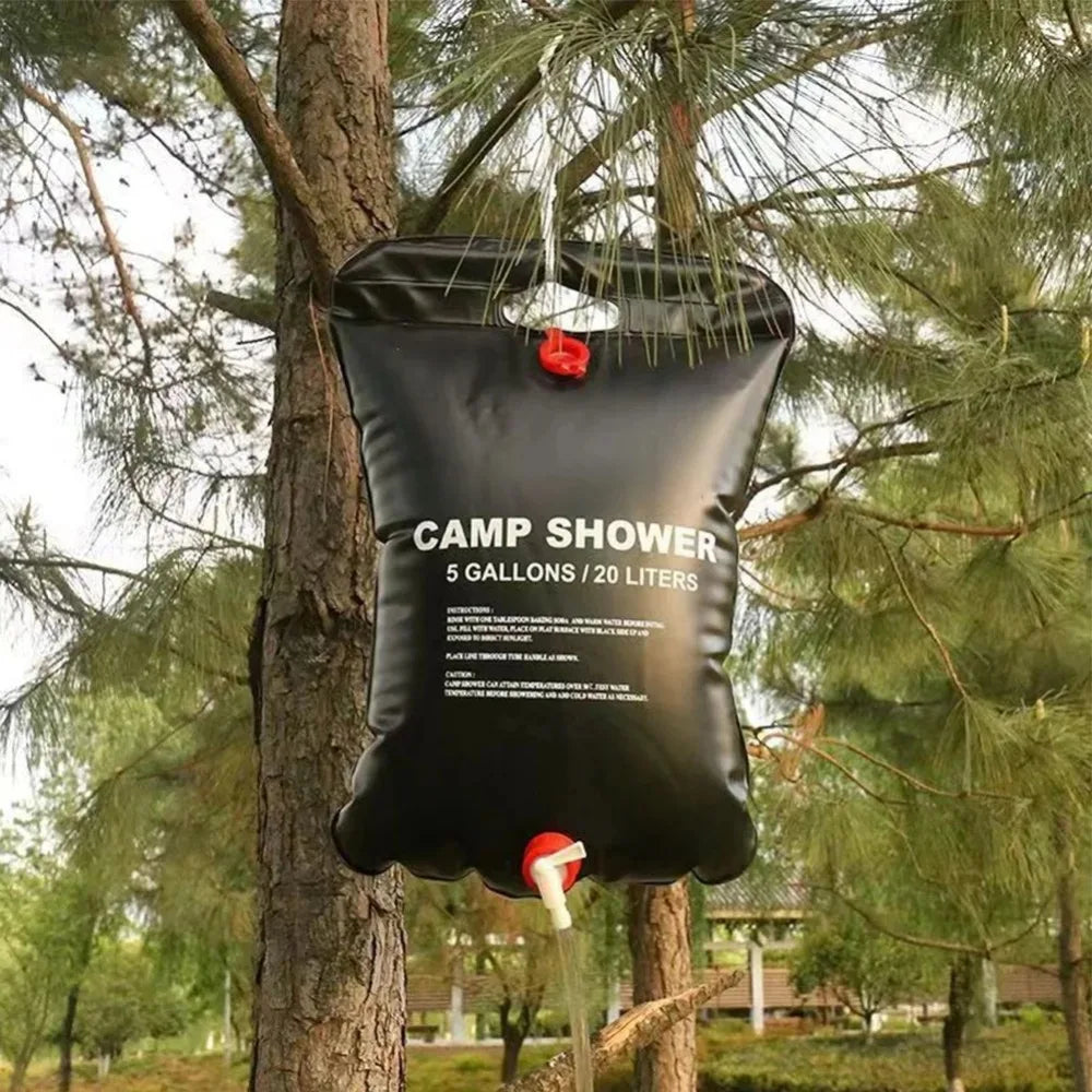 20L Portable Solar Heating Camping Shower Bag Foldable Water Bag for Outdoor Camping Beach Swimming Traveling Hiking Backpacking