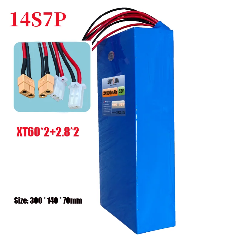 52V 14S7P 24.5Ah 18650 Lithium Battery Pack with Built-in BMS Moped Scooter Battery Suitable for Power-assisted Commuting Tools