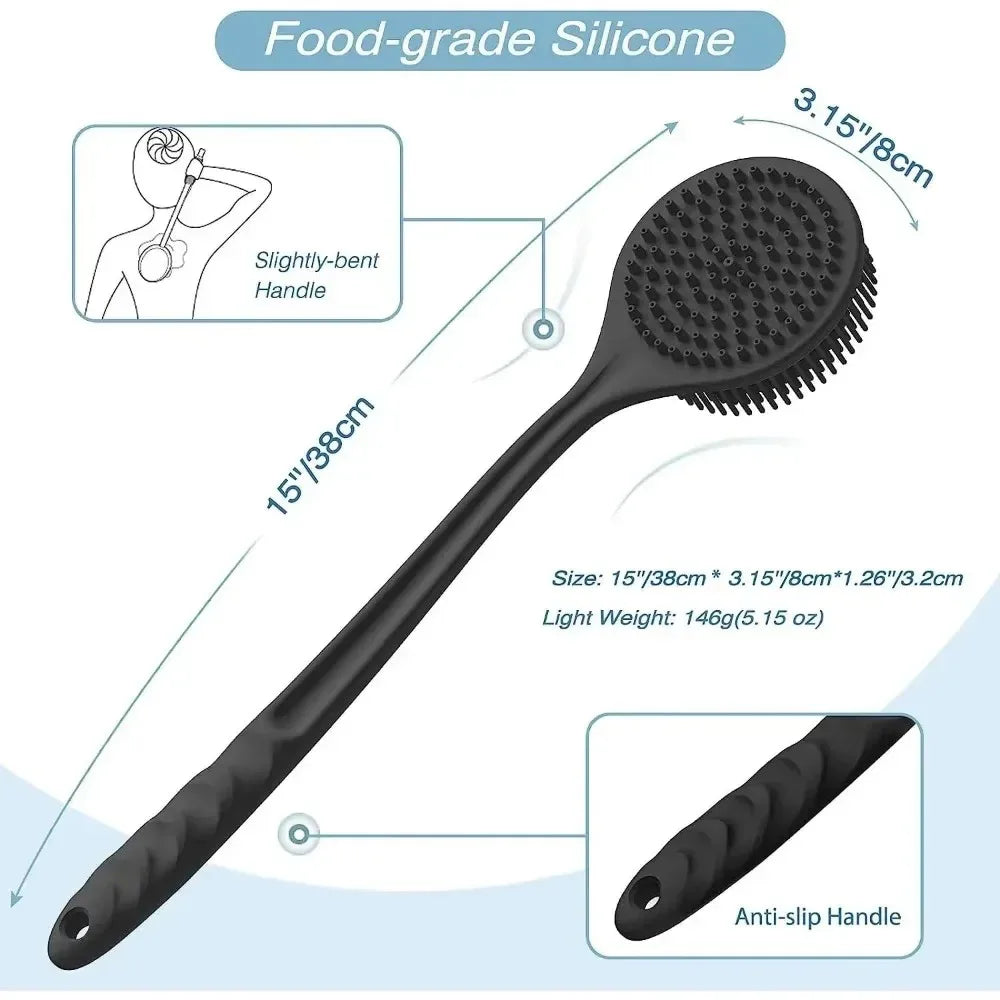 Long Handle Bath Brush Bathroom Body Brushes Back Ball Brush Mud Back Scrubber Shower Massage Brush Exfoliation Bathroom Tools