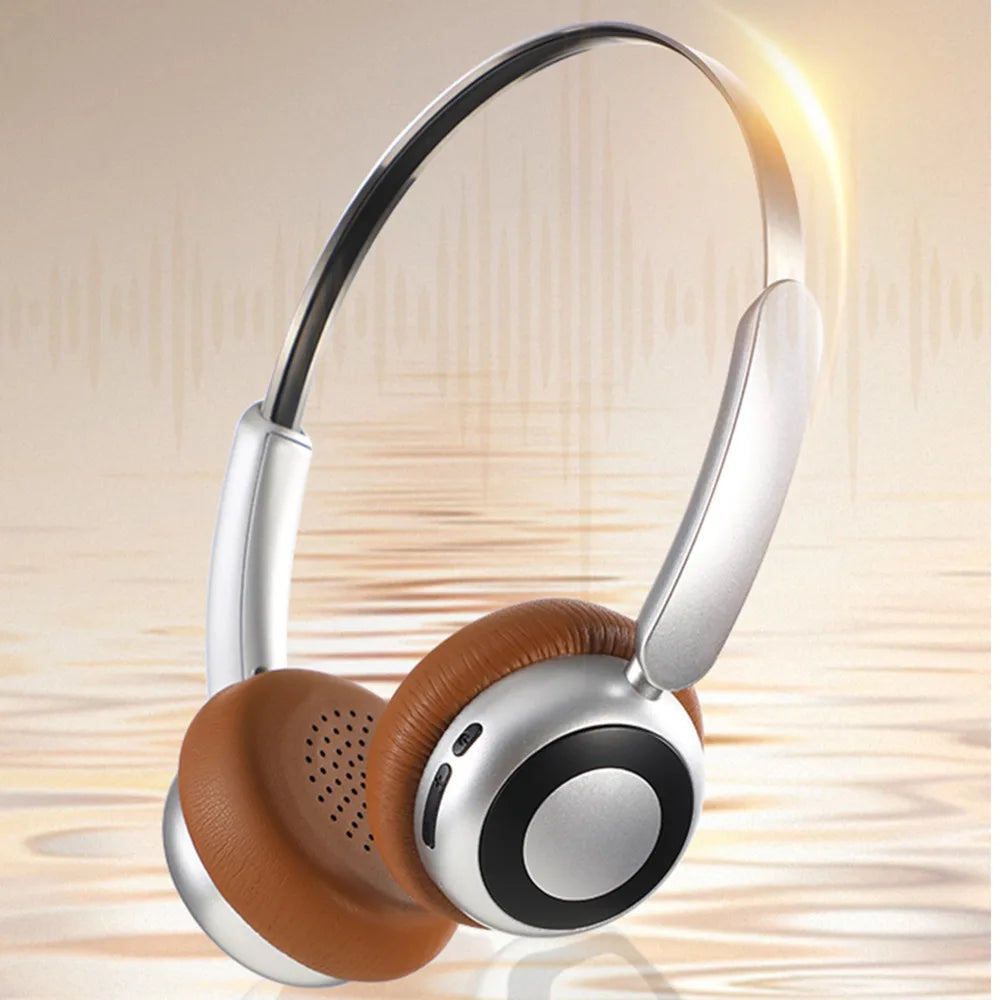 Wireless Bluetooth 5.4 Retro Headset HD Calls Noise Cancellation 80H Battery Life Headphones Retractable Lightweight Hifi Earbud