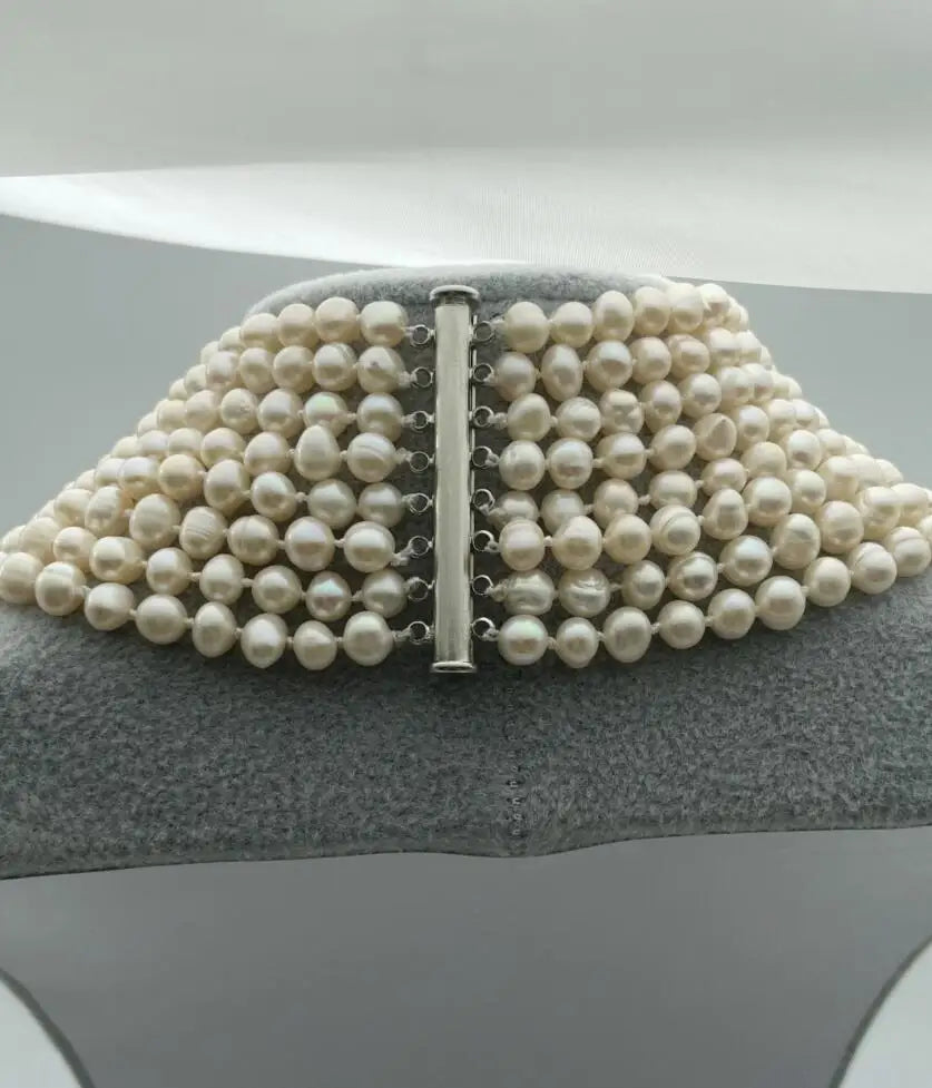 NEW Beautiful 17-24 inch 8-row 6-7mm white circular freshwater necklace