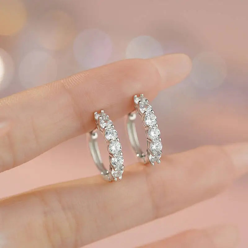 TY 3mm D Color Moissanite Earrings 925 Sterling Sliver Plated White Gold Hoop Earring For Women Wedding Party Fine Jewelry Gift