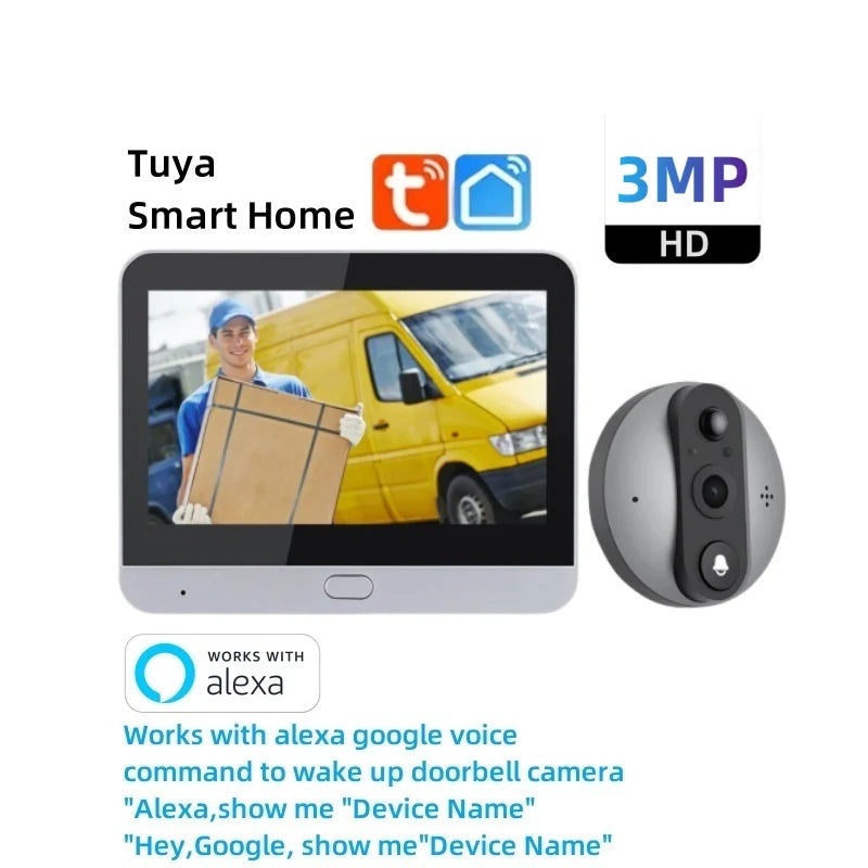 Smart Life Wireless Security Home Video Doorbell Camera Wifi 2.4G 1080P Ring Bell Door Peephole Intercom Video With Screen
