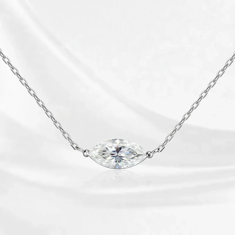 Smyoue 18k Plated Marquise Cut Moissanite Tennis Necklace for Women Choker Lab Diamond D Color Chain 925 Sterling Silver Jewelry
