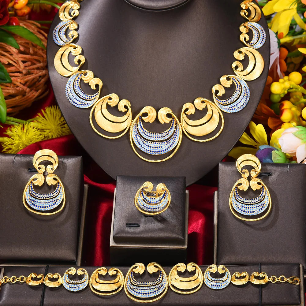 GODKI New Trendy Italy Nigeria 18k Gold Plated Colon Symbol Wedding Jewellery Set Fashion Libya Necklace Jewelry Sets