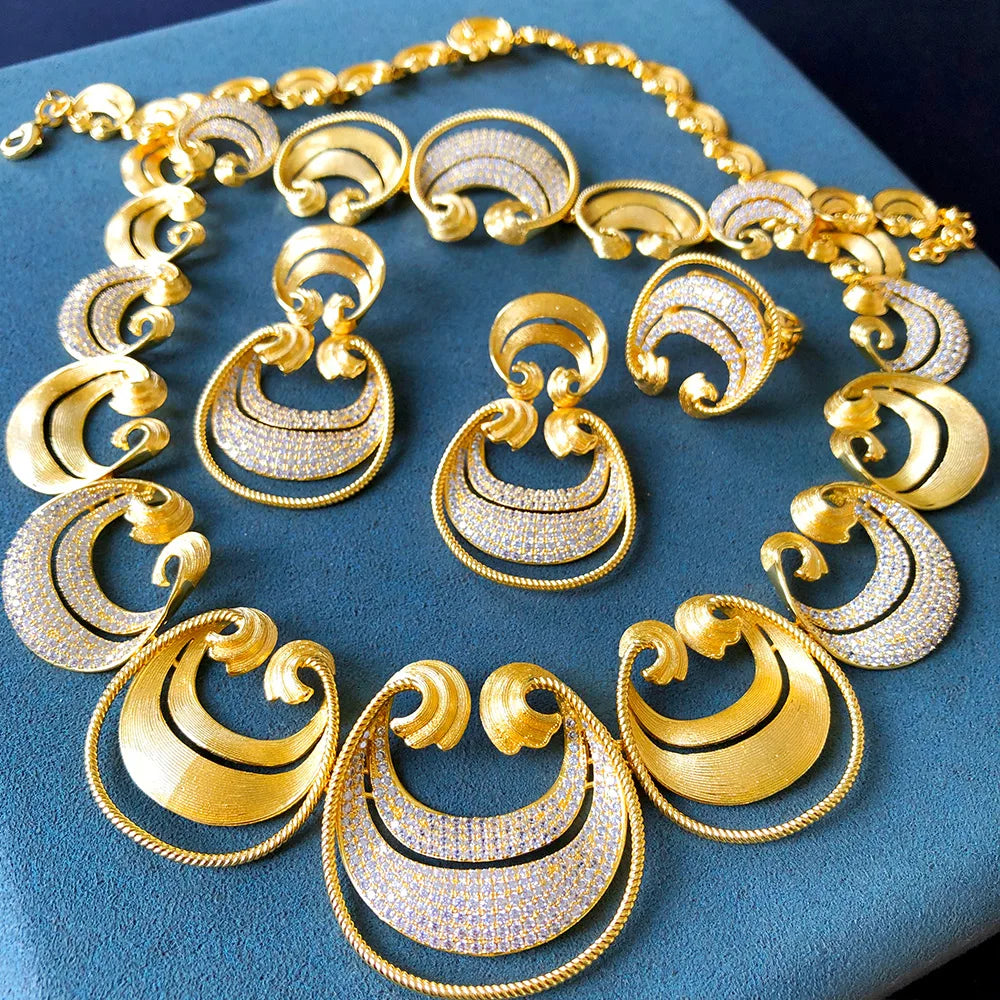 GODKI New Trendy Italy Nigeria 18k Gold Plated Colon Symbol Wedding Jewellery Set Fashion Libya Necklace Jewelry Sets