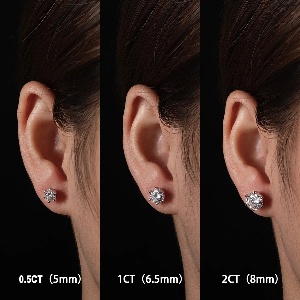 AnuJewel 4/2/1ct Total Moissanite Stud Earrings 925 Sterling Silver Certificate Moissanite Earrings Jewelry Making Supplies