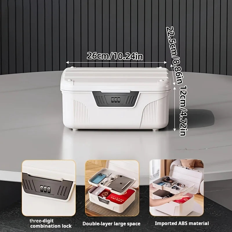 Locking Storage Box Large Capacity Stackable Plastic Organizer Combination Household Office Container White Safe Storage Case