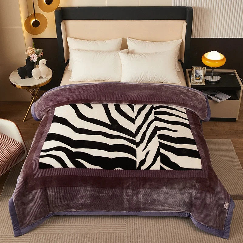 High End Printed Warm Winter Raschel Blanket for Bed Soft Warmth Thickened Single Double Quilts Skin Friendly Weighted Blankets