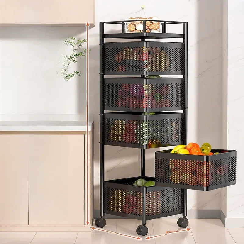 Home Use Rotating Multi-Layer Mobile Storage Ra Frie  Vegetable Fruit Storage elf Kitchen Organization No Installation