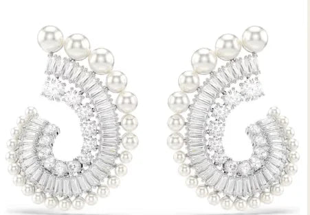 Original white crystal clip earrings, women's fashion trend earrings, jewelry accessories, birthday party gifts