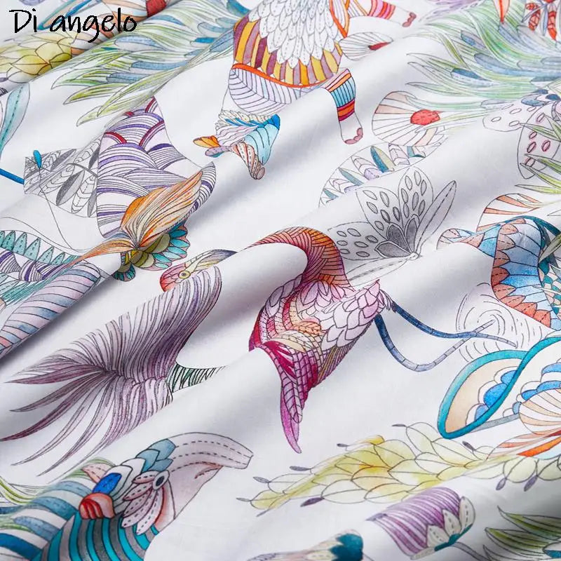 Flower Bird Digital Printing Bedding Sets 600TC Egyptian Cotton 4pcs Bed Linen Duvet Cover Set Luxury Bed Sheets Pillowcases #s