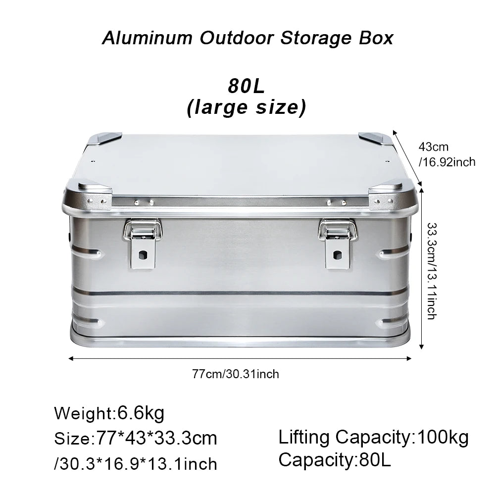 DOTWISE Outdoor Storage Box 30-80L Large Capacity Aluminum Alloy Box For Camping Picnics Travel Home Storage Organization
