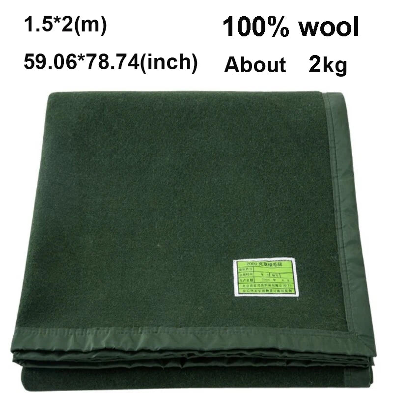 60/80/100% Wool Blankets 1.5*2m Warm Comforter Dark Green Wool Blanket For Winter Adult Children Camping Sofa Dormitory Bedding