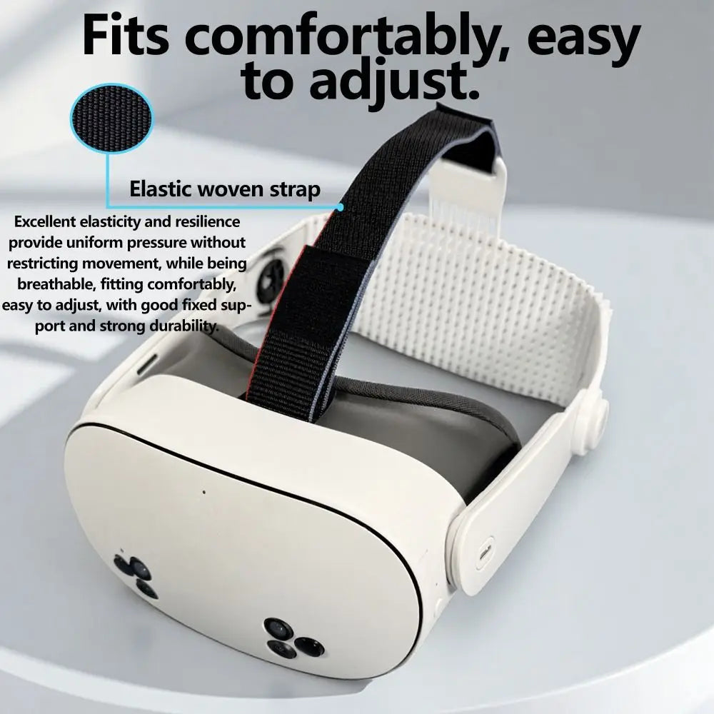 Adjustable VR Headbands Ergonomic Breathable Fixed Support Strap Stable Soft Silicone Head Strap for Meta Ques t3/Quest 3S