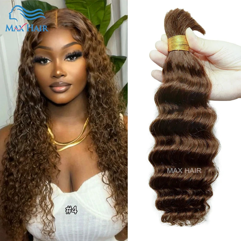Cuticle Aligned Loose Deep Wave Bulk Human Hair For Braiding Unprocessed No Weft Raw Indian Bundles Human Hair Bulk Extensions