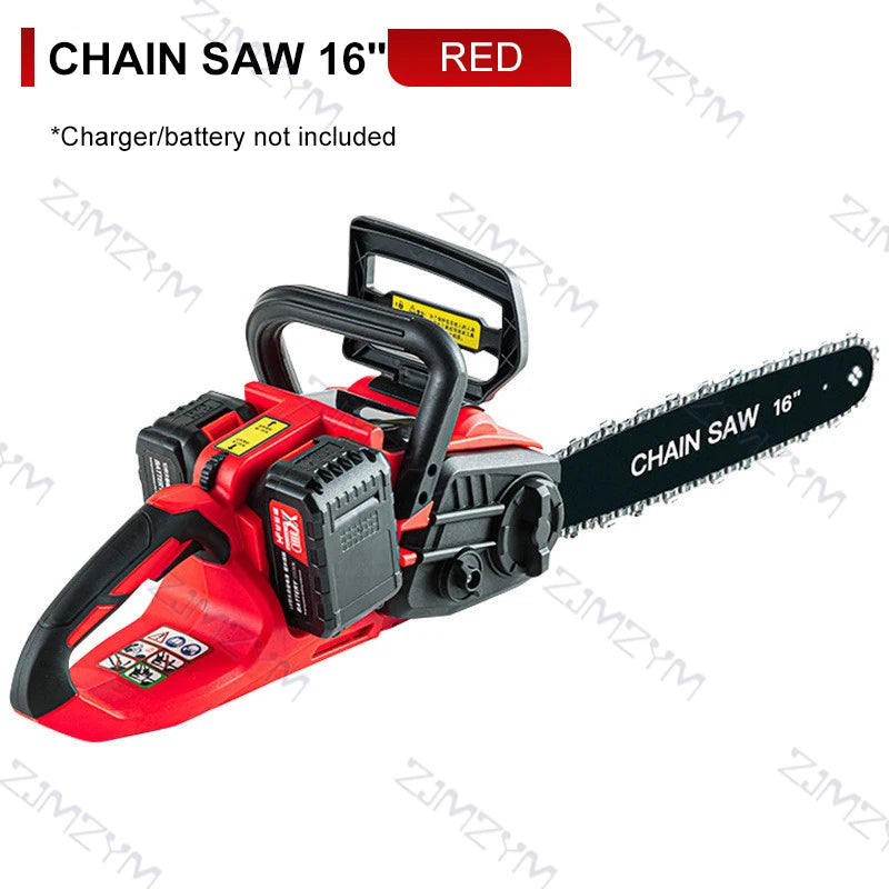 16 Inch Brushless Cordless Electric Chainsaw Rechargeable Handheld Cutter Woodworking Tools for Gardener Power Tools