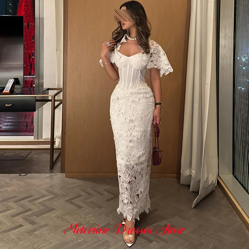 Fashion Appliques Evening Dress High Quality V-Neck Appliques Customized Prom Dresses Modern Short Sleeves Celebrity Gowns