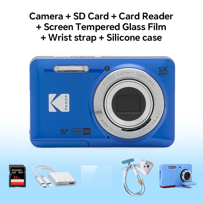 KODAK PIXPRO FZ55-RD 16MP Digital Camera 5X Optical Zoom 28mm Wide Angle 1080P Full HD Video 2.7" LCD Vlogging Camera