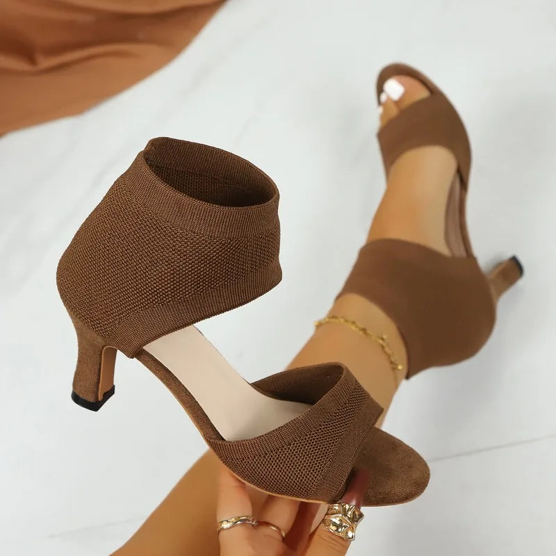 Women Sandals Summer Luxury Designer High Heels Sandals Sexy Fashion Breathable High Heels Shoes for Women Sandalias De Mujer