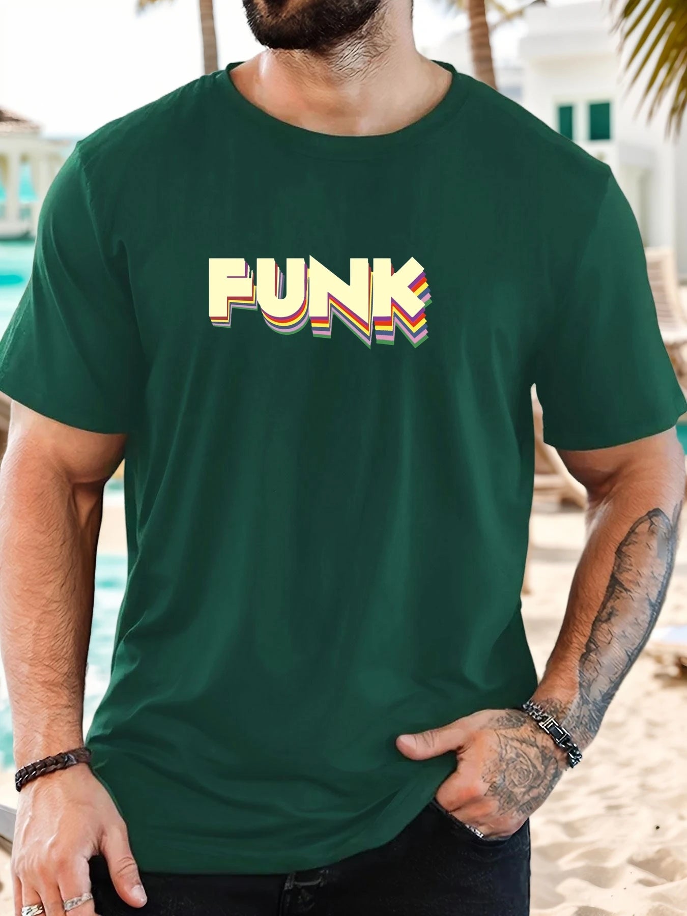 Men's T-Shirt 2025 New Arrival Retro Funk Graphic Vibrant 3D Typography Colorful Print Stylish Top Daily Casual