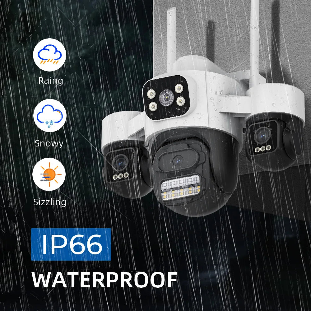 ICsee15MP Security Camera 3-HD Screen PTZ Outdoor WiFi IP Cam with Auto Tracking IP66 Waterproof 2-Way Audio CCTV Surveillance