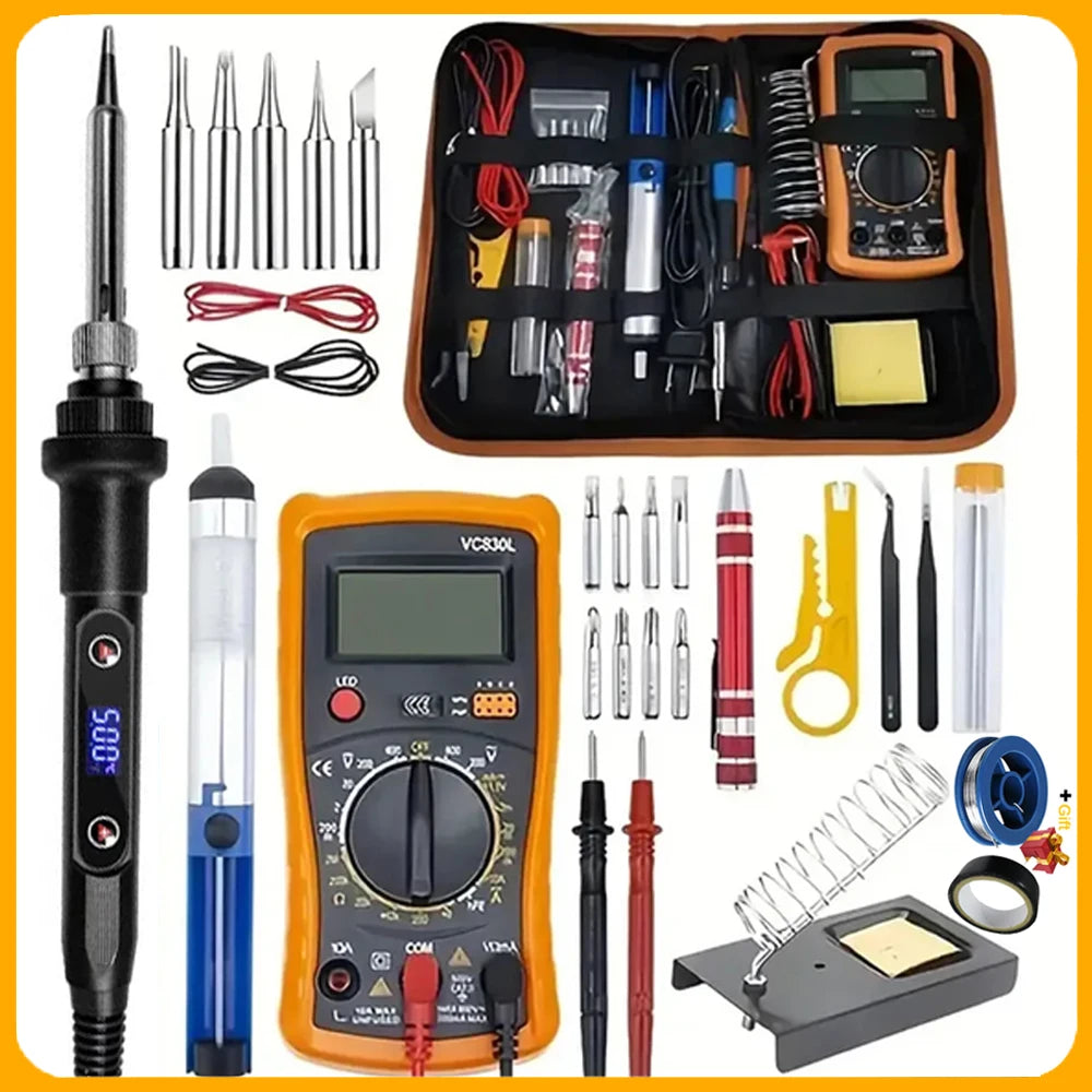 2025 Electric Soldering Iron 80W LCD Digital Display 180-500 Adjustable Replaceable Head Soldering Iron Tin Pen Welding Kit