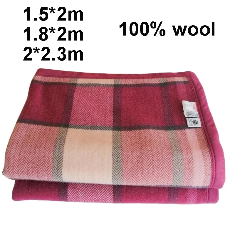 100% Fine Wool Blankets 1.5*2/1.8*2/2*2.3m Warm Comforter Red Wool Blanket Winter Adult Children Camping Sofa Dormitory Bedding
