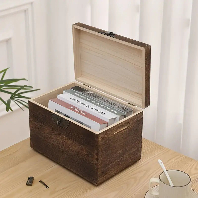 Wood Storage Box Wooden Accessory Storage Boxes Large Organizer Containers Modern Multifunctional Organization Bin with Lid