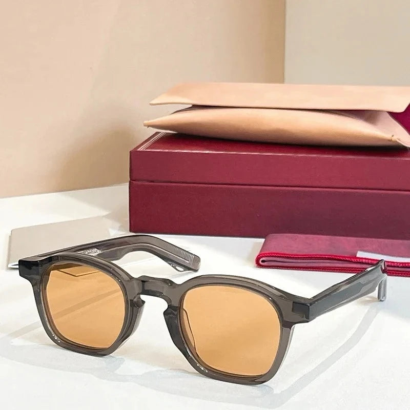 ZEPHIRIN Round Acetate Sunglasses for Men and Women High Quality Brand Designer Optical Prescription UV400 Retro Eyeglasses