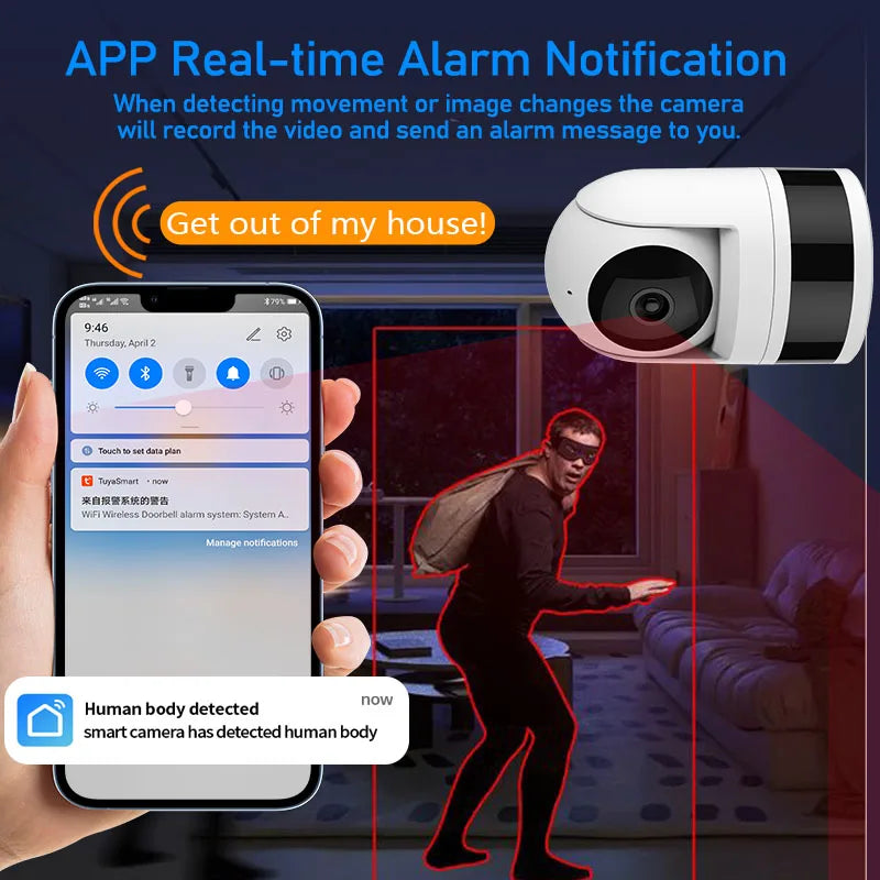 Tuya WiFi Security Camera 4MP HD Smart Life APP Indoor Monitor Supports Two-way Voice Intercom Monitors Real Time Auto Tracking