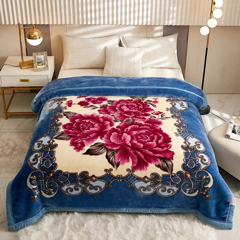 High End Printed Warm Winter Raschel Blanket for Bed Soft Warmth Thickened Single Double Quilts Skin Friendly Weighted Blankets