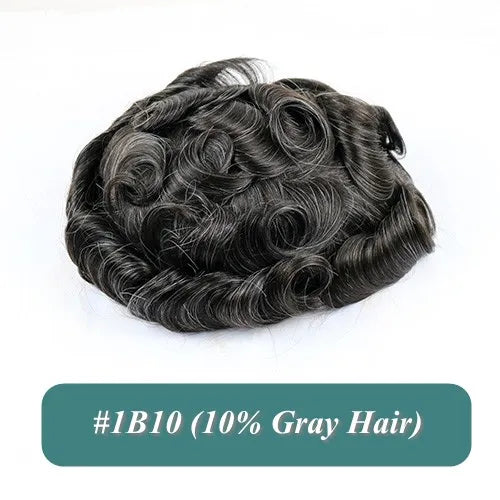 Full Skin 26mm Natural Curly Hair Toupee for Men Machine Injected Cheap Curly Hair Capillary Prosthesis Hair Replacement Wig