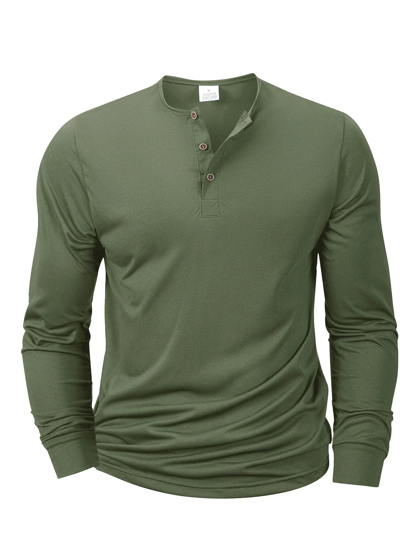 Men Long Sleeved T-shirt Slim Fit Bottoming Shirt Fitness Tops Tees Button Henley Neck Casual Cozy Tshirt