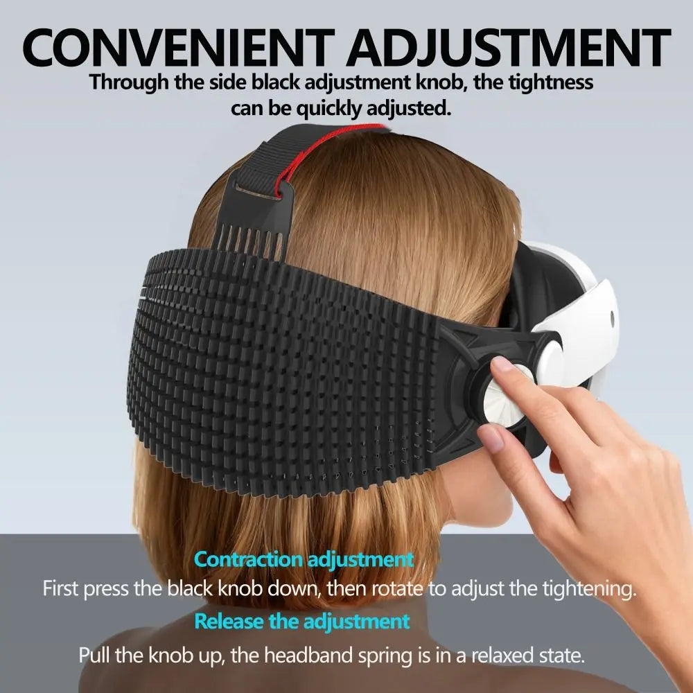 Adjustable VR Headbands Ergonomic Breathable Fixed Support Strap Stable Soft Silicone Head Strap for Meta Ques t3/Quest 3S
