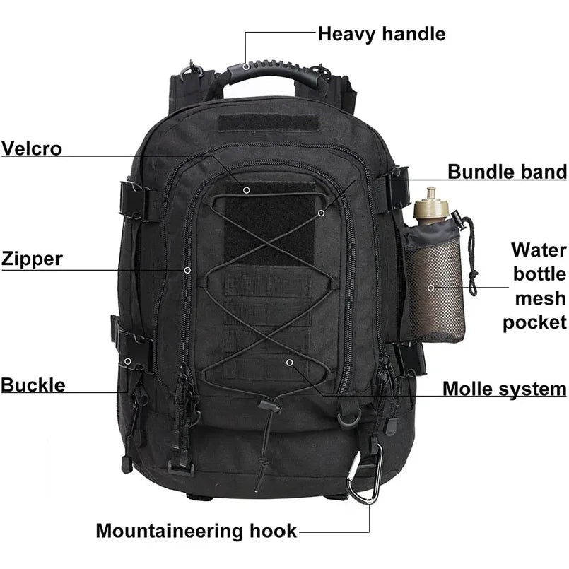 60L Military Tactical Backpack Army  Assault Rucksack Outdoor Travel Hiking Rucksacks Camping Hunting mochila hombre