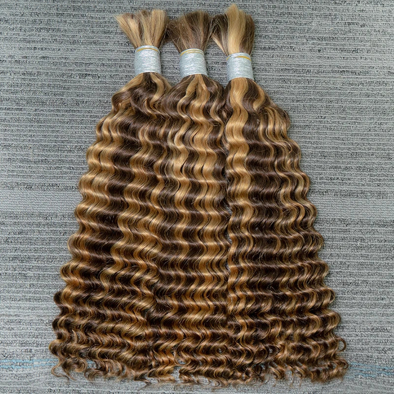 Cuticle Aligned Loose Deep Wave Bulk Human Hair For Braiding Unprocessed No Weft Raw Indian Bundles Human Hair Bulk Extensions