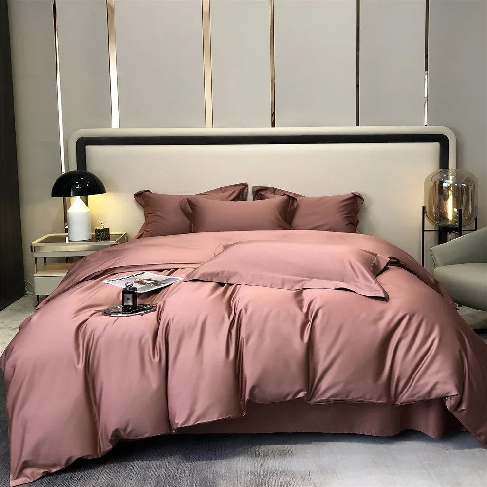Svetanya Pure Egyptian Cotton Bedding Sets Bed Linens Solid Color Sheet Pillowcase Duvet Cover Queen King Underwear