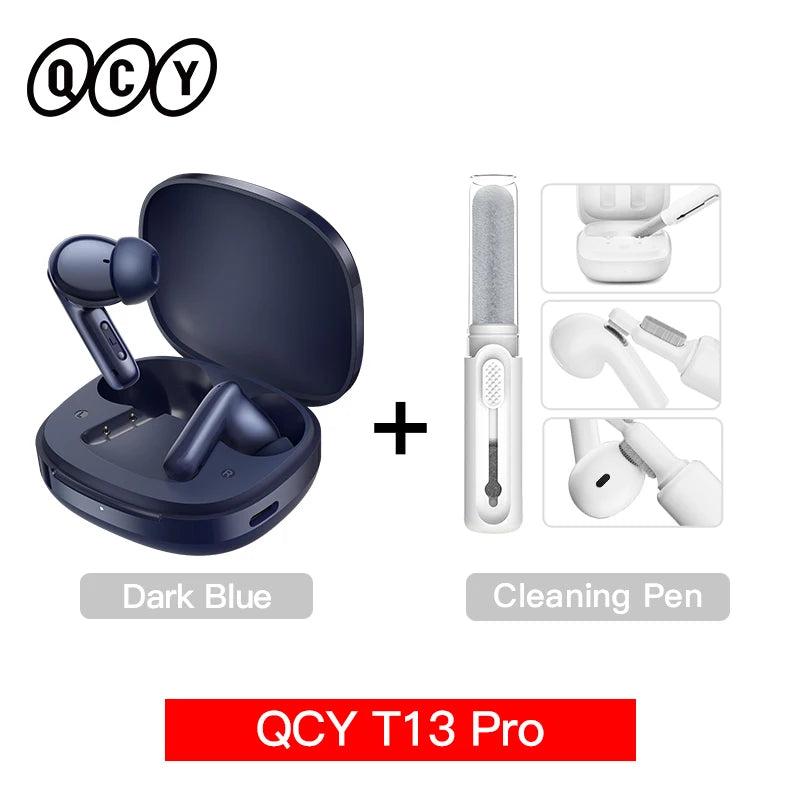 QCY T13 Pro HT23 Adaptive ANC Wireless Earbuds 13mm Drivers Powerful Bass 50dB Hybrid ANC Bluetooth 6.0 Earphones 6 Mics ENC 47H