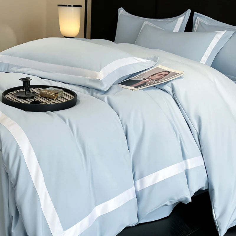Luxury Hotel Bedding Sets Thick Brushed Bed Sheets White Duvet Cover Set Pillowcase Four Piece Fully Enclosed for Home Gift