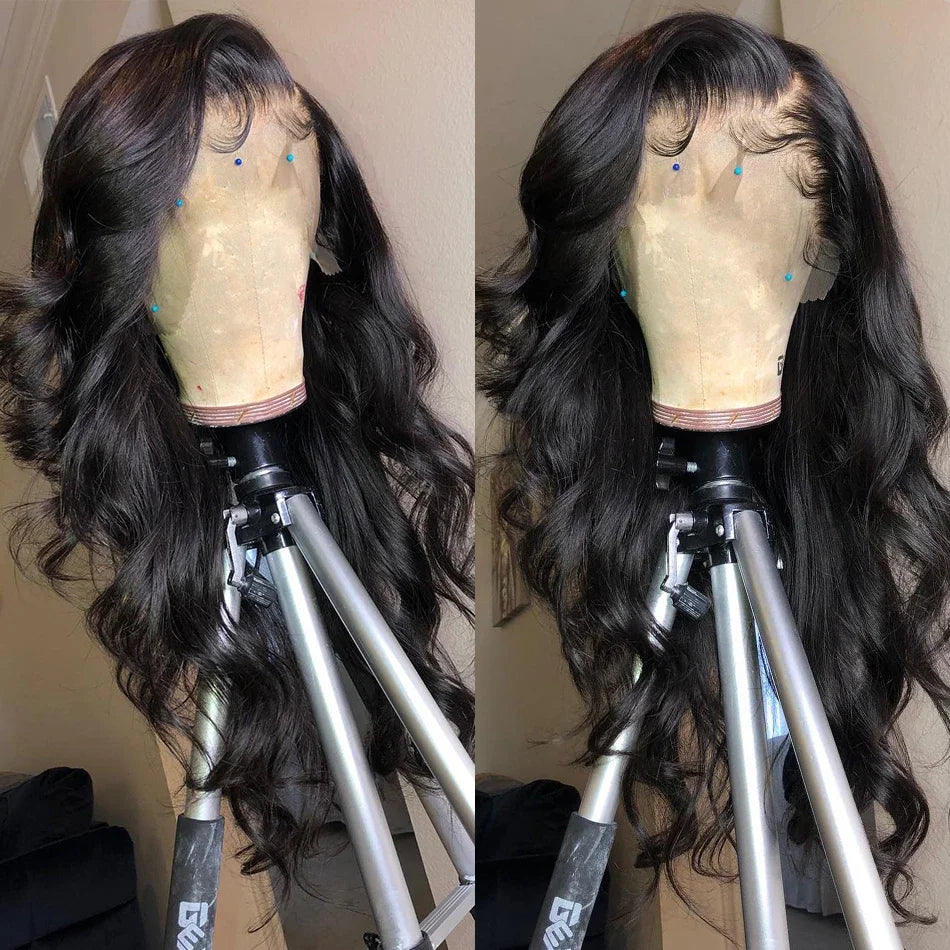 100% Human Hair 13x6 Lace Frontal Wigs Body Wave HD 13x4 Lace Front Wig Black Loose Water 30 40 Inch Black
