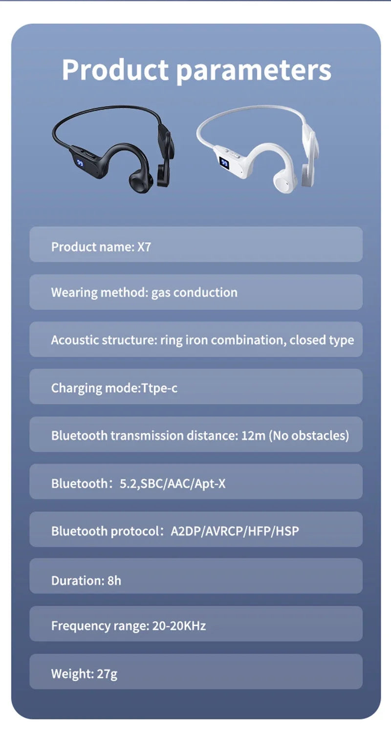 X7 Bone Conduction Wireless Earphone Sport Swimming Bluetooth Compatible Headphone Hand-free With Mic For Running Earbuds